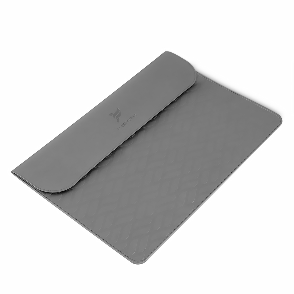 Папка для ноутбука на липучке, экокожа Soft Touch, серая
