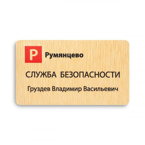 Именной металлический бейдж 70х40 мм на клипсе с булавкой