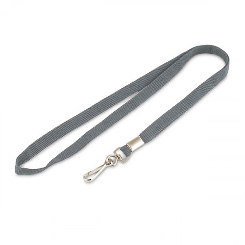 Лента для бейджа серая с креплением металлический карабин Лента для бейджа серая с креплением металлический карабин