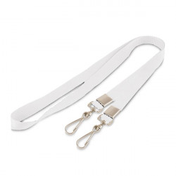 Лента для бейджа 25 мм белая с креплением два карабина Лента для бейджа 25 мм белая с креплением два карабина